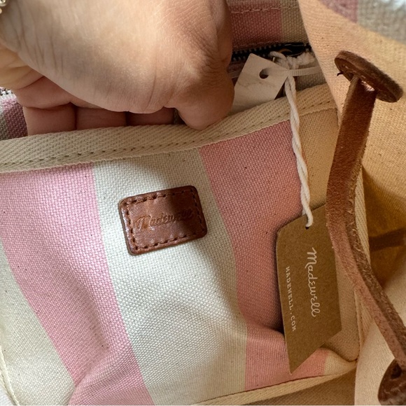 Madewell The Canvas Somerset Backpack in petal pink strip | NWT | - Picture 7 of 7